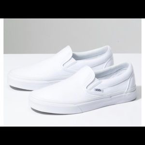 White slip on Vans